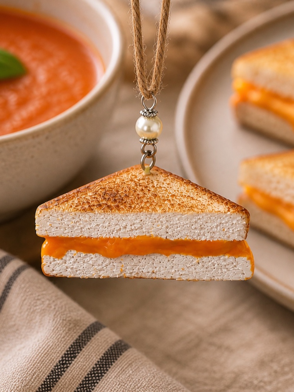 Grilled Cheese Sandwich Ornament | Handmade Lunch Food Kitchen Decor, Mini